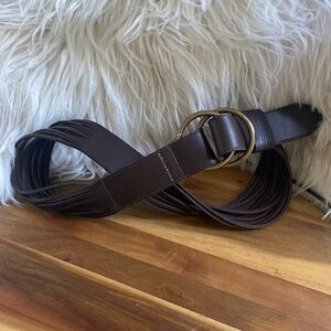 BNWT lucky BOHO spliced chocolate leather pullback double ring belt